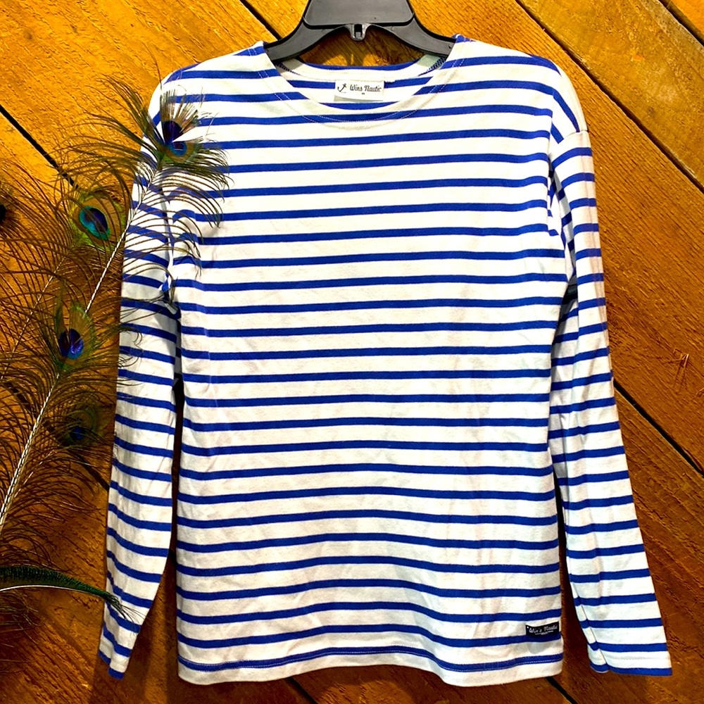Long Sleeve Sailor/Nautical Shirt Size M